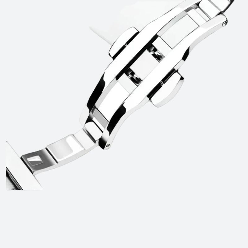 Srebrna bransoleta do zegarka 20 mm ze stali nierdzewnej o polerowanym wykończeniu