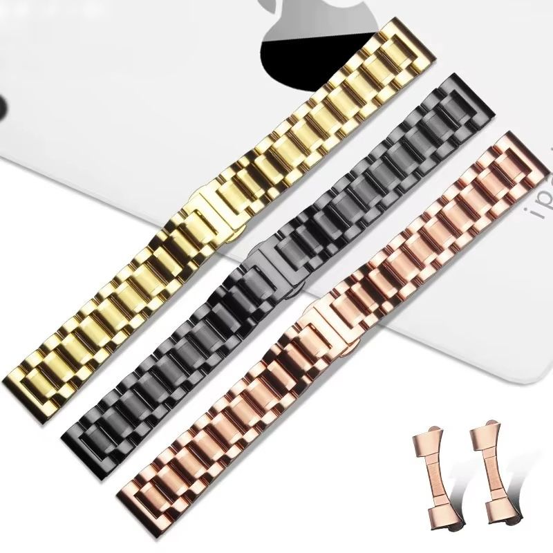 Trzy bransolety do zegarka 20 mm w złocie, czarnym i różowym złocie