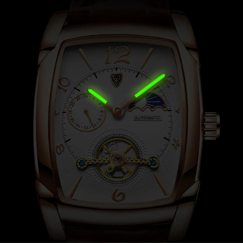 Męski zegarek automatyczny z tourbillonem, różowym złotem i białą tarczą