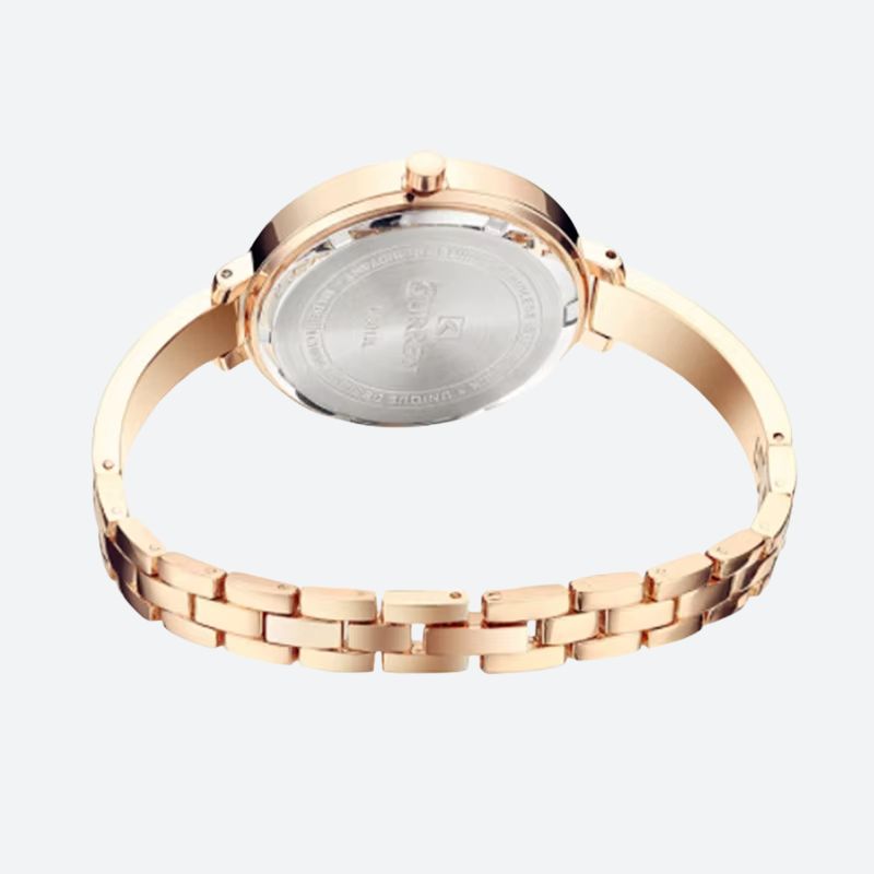 Złoty różowy damski zegarek minimalistyczny ze stali nierdzewnej