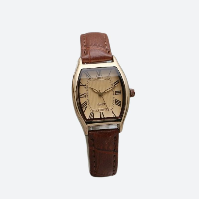 Montre vintage femme Étanche Tonneau - Marron - Montre Vintage Femme