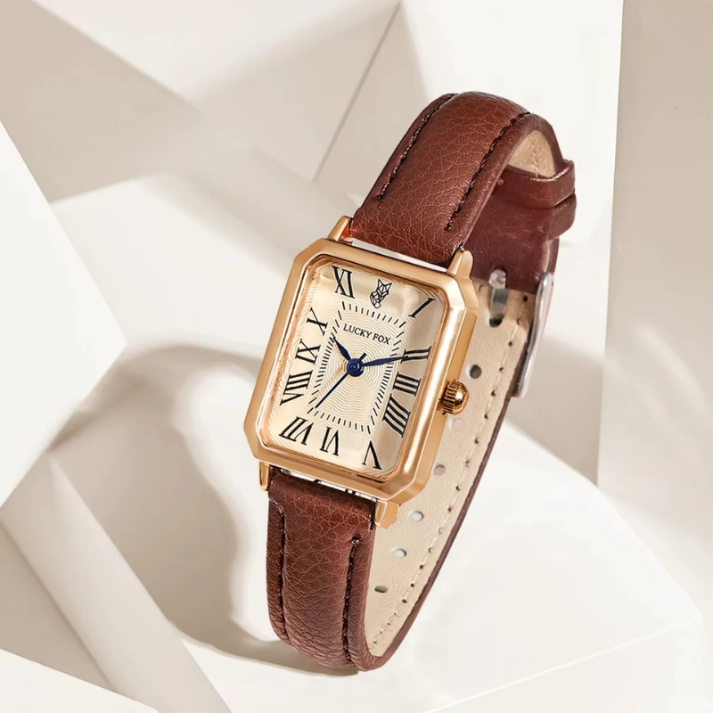 Montre vintage femme rectangle en cuir - Montre Vintage Femme