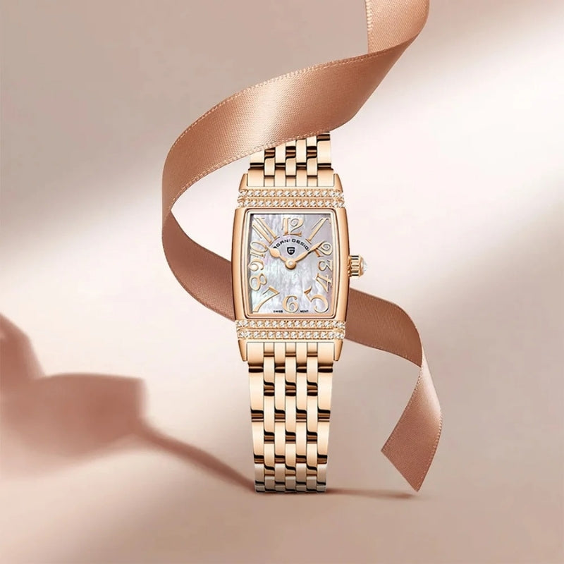 prostokątny zegarek damski - Montre Vintage Femme