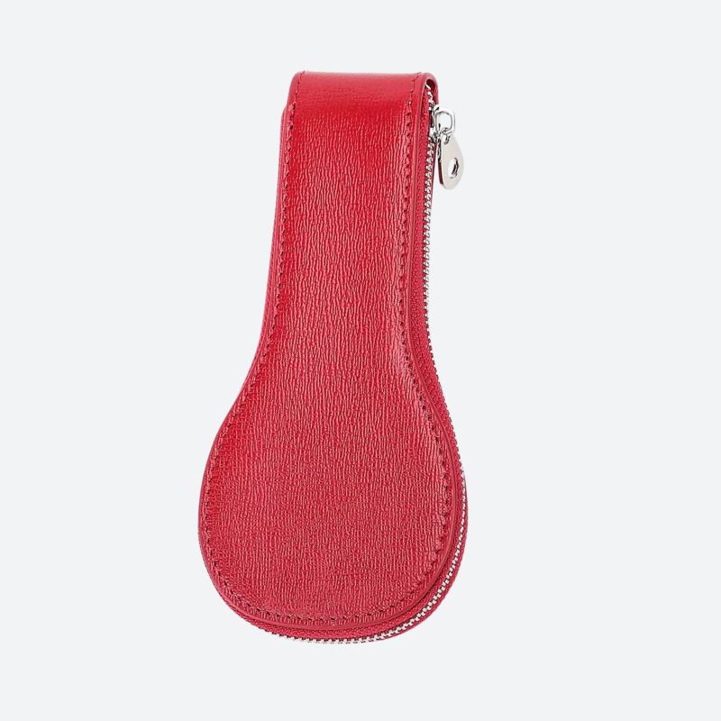 Czerwone skórzane etui na zegarek z zamkiem i suwakiem