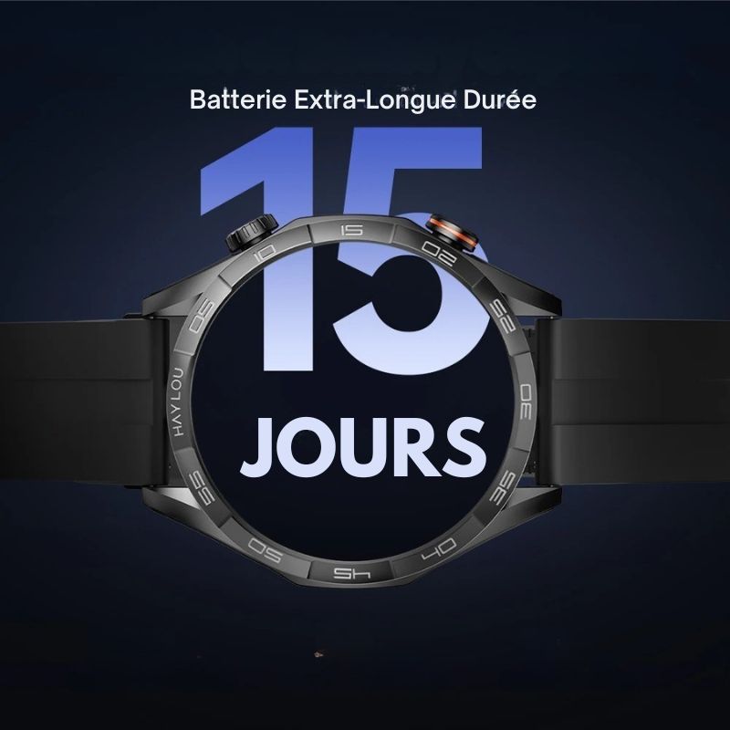 Czarny Huawei Watch GT 3 z ekranem AMOLED i tekstem 15 jours