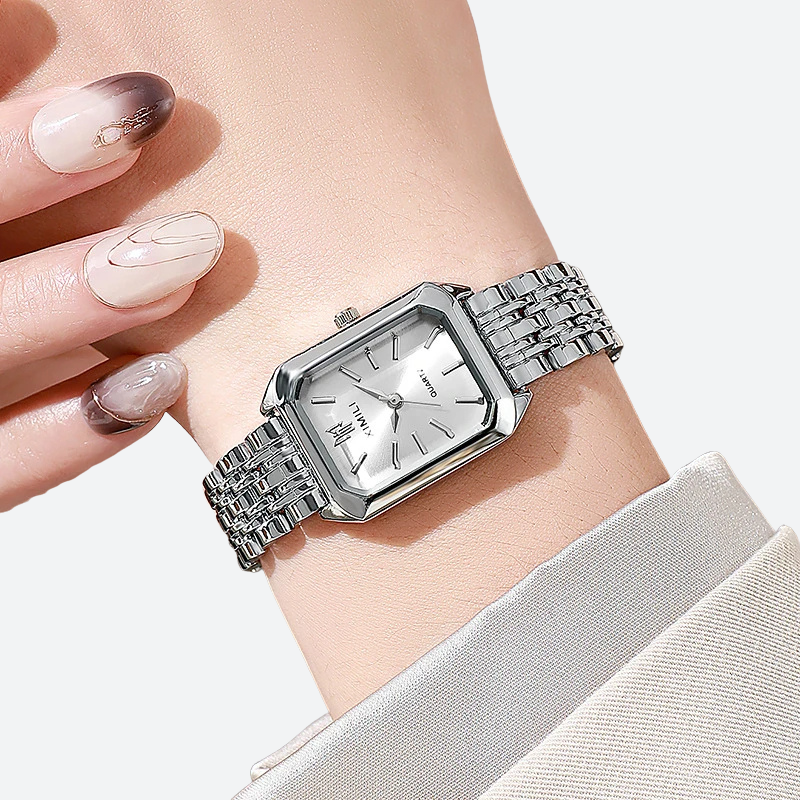 zegarek damski prostokątny srebrny - Biały - Montre Vintage Femme
