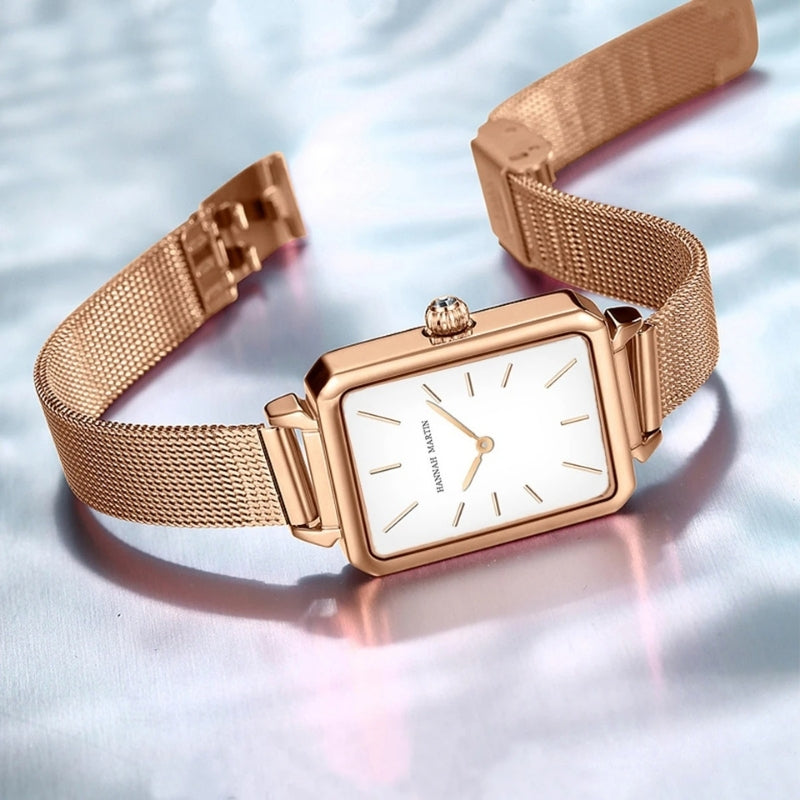 zegarek damski prostokątny z bransoletą - Montre Vintage Femme