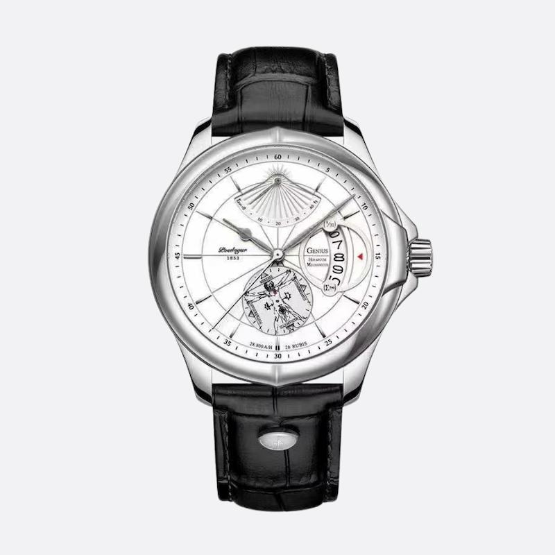 Elegancki męski zegarek Breguet 1832 Genève ze skórzanym paskiem