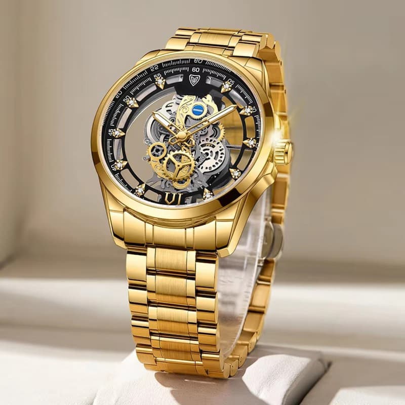 zegarek quartz zloty - Montre Squelette Homme