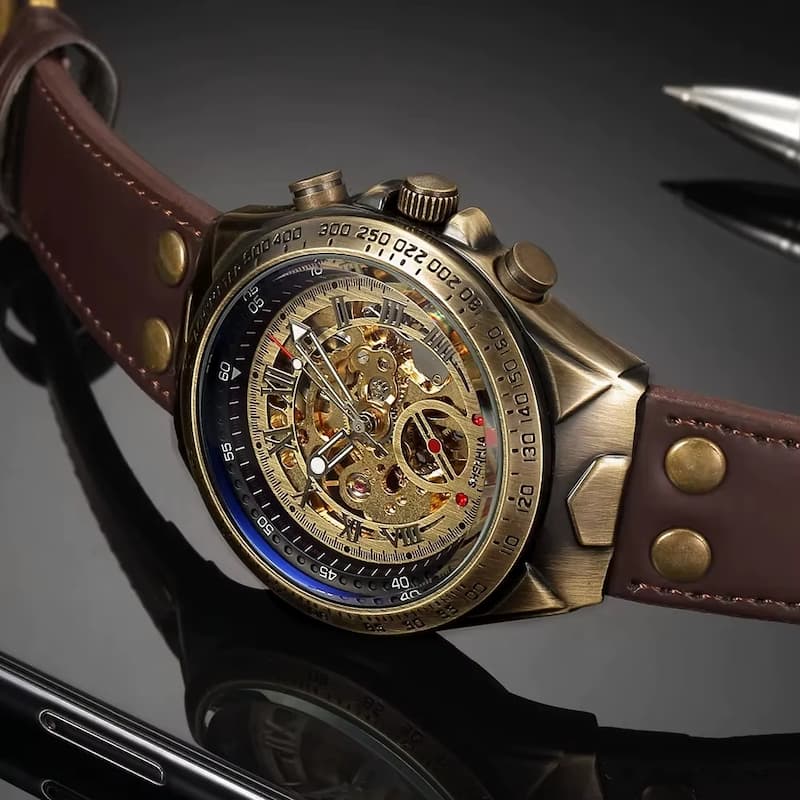 zegarek szkieletowy męski - Montre Squelette Homme