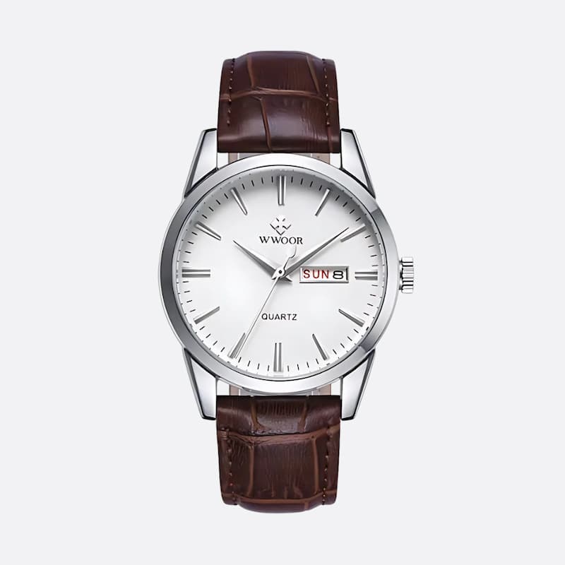 zegarek vintage meski - Srebrny i Biały - Montre Vintage Homme