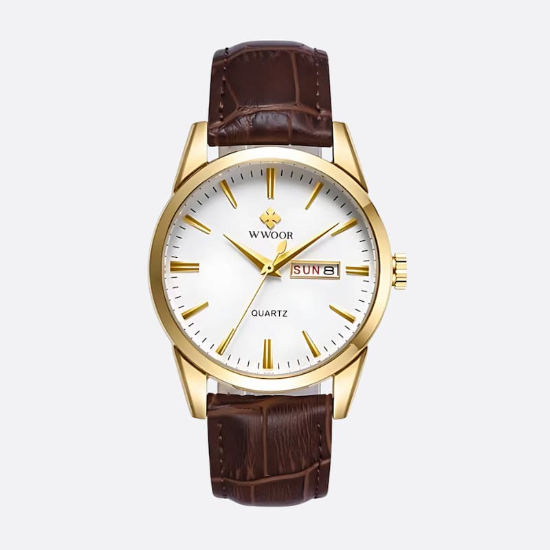zegarek vintage meski - Złoty i Biały - Montre Vintage Homme